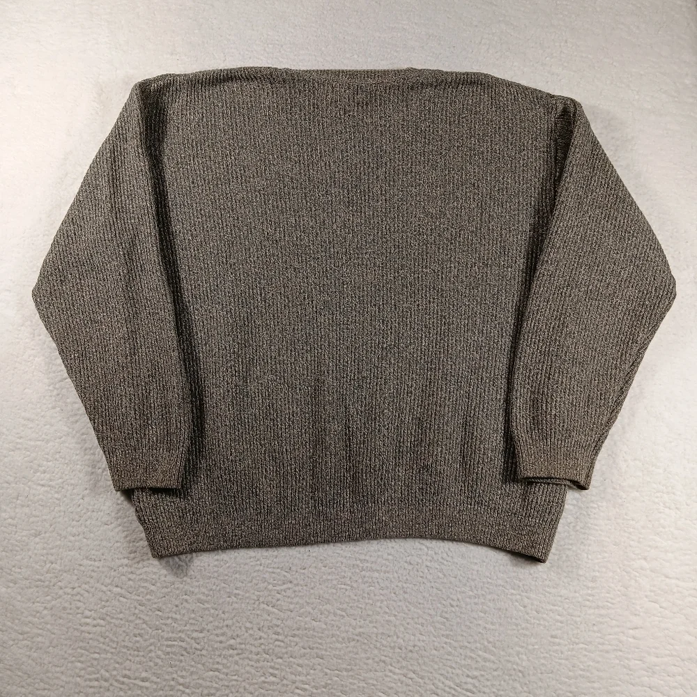 L.L. Bean Bean Sweater Mens XXL Green V Neck Ribbed Fisherman Cotton Blend USA